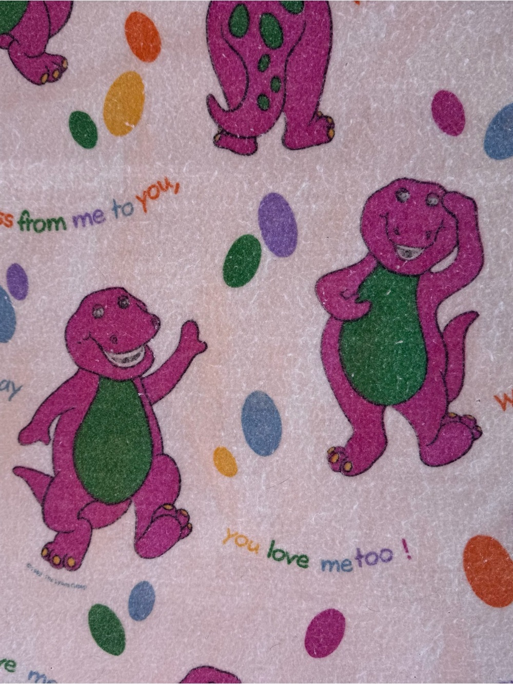 Barney Purple Dinosaur Full Blanket Vintage 90’s Kids Fleece Bed Blanket 87x74